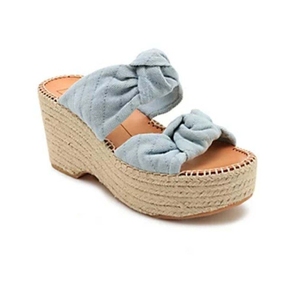 Dolce Vita Light Blue Knotted Espadrille Platform Sandals